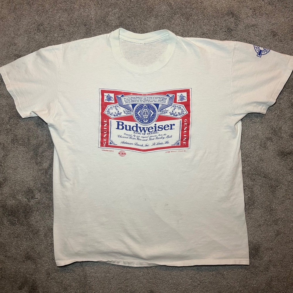 Budweiser T-Shirt Mens XL? White 1988 Vintage King of Beers Single Stitch